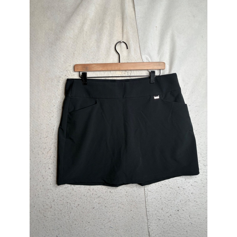 Greg Norman Womens Black Golf Skort Pull On Athletic Skirt Pockets Size L